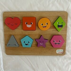 Chuckle & Roar Toddler Jigsaw Wooden Puzzle Shapes 8 Shapes with Faces